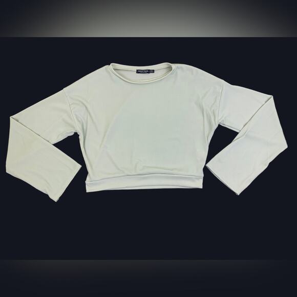 Nasty Gal Long Sleeve Cropped Top Ribbed Mint Green Size US 2 - Picture 1 of 6